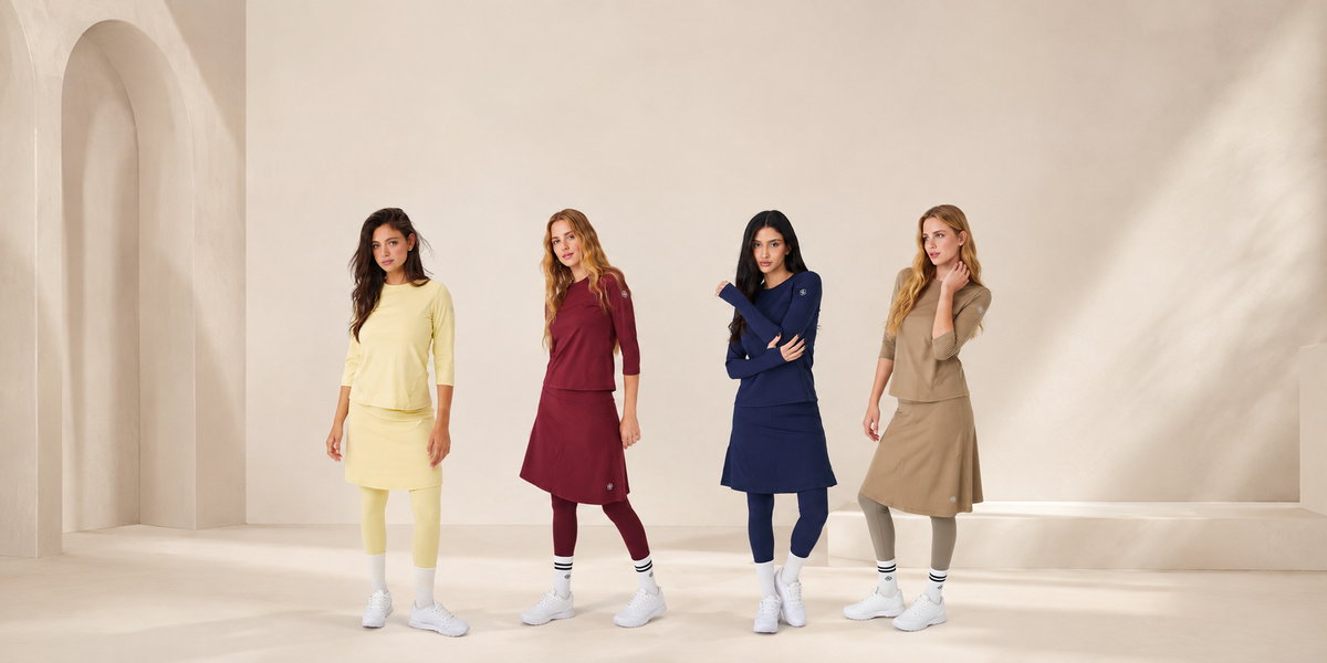 בגדי ספורט צנועים , חצאית ספורט צנועה , חליפת ספורט צנועה modest activewear